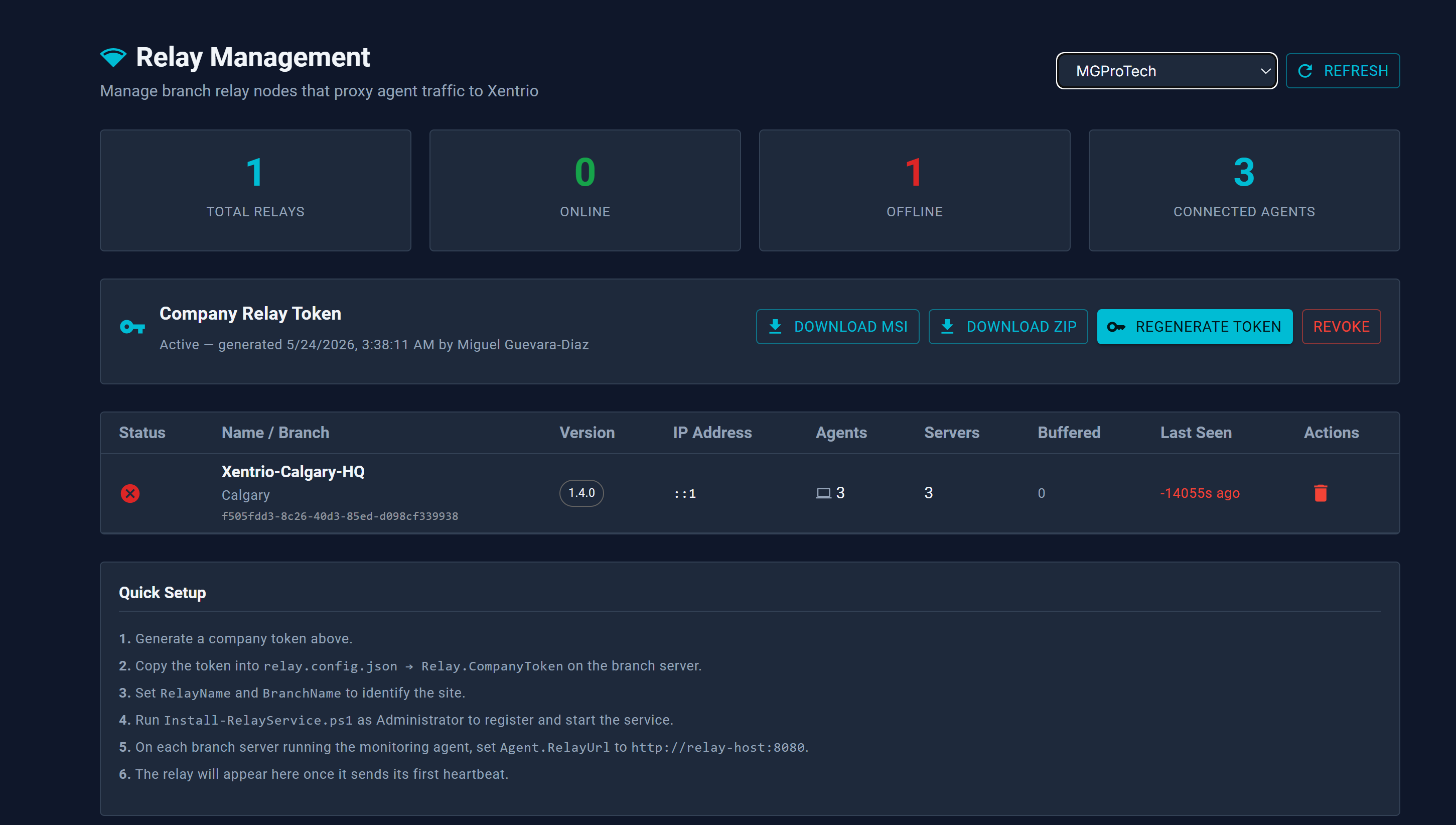 Xentrio Relay — on-site Windows service bridging firewalled networks with software deployment